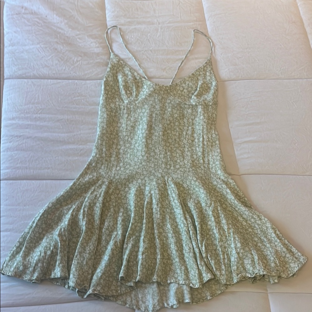 Elegant Green Floral Slip Dress